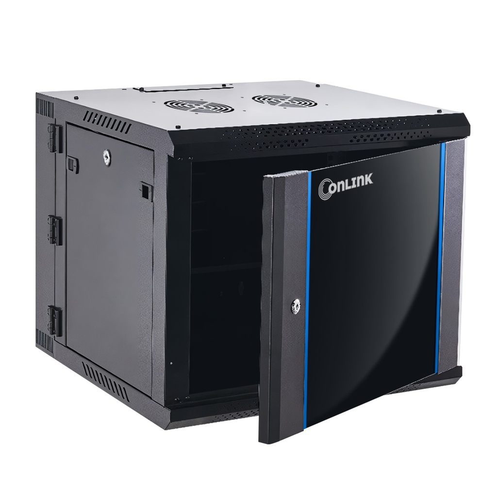 Rack de Pared Cerrado Abatible 9U 600x550x501mm con Puerta de Vidrio ...